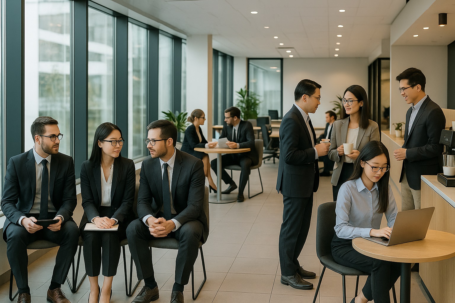 Background image of Office Scene with Diverse Nationalities Looking For Jobs
